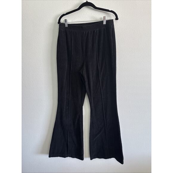 Aerie High Waisted Ribbed Flare Leggings Black Stretch Lounge Womens Large Tall - Picture 1 of 5